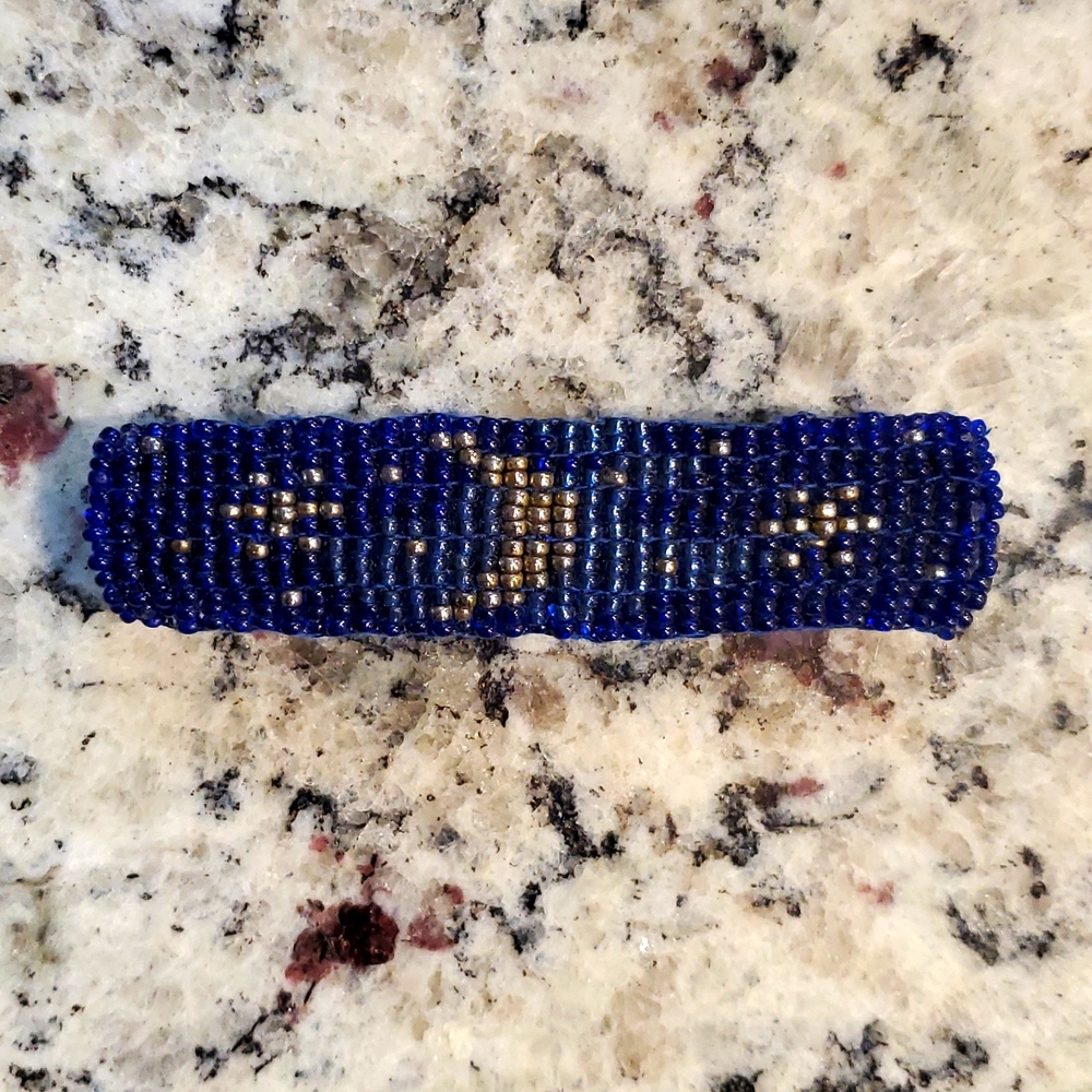 Celestial Moon & Stars Hand Beaded Barette